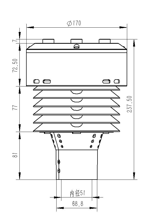 Sensor de iones de oxígeno negativos Dimensiones del producto