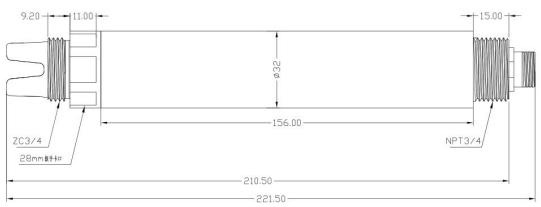 Medidor de pH del suelo Dibujo dimensional